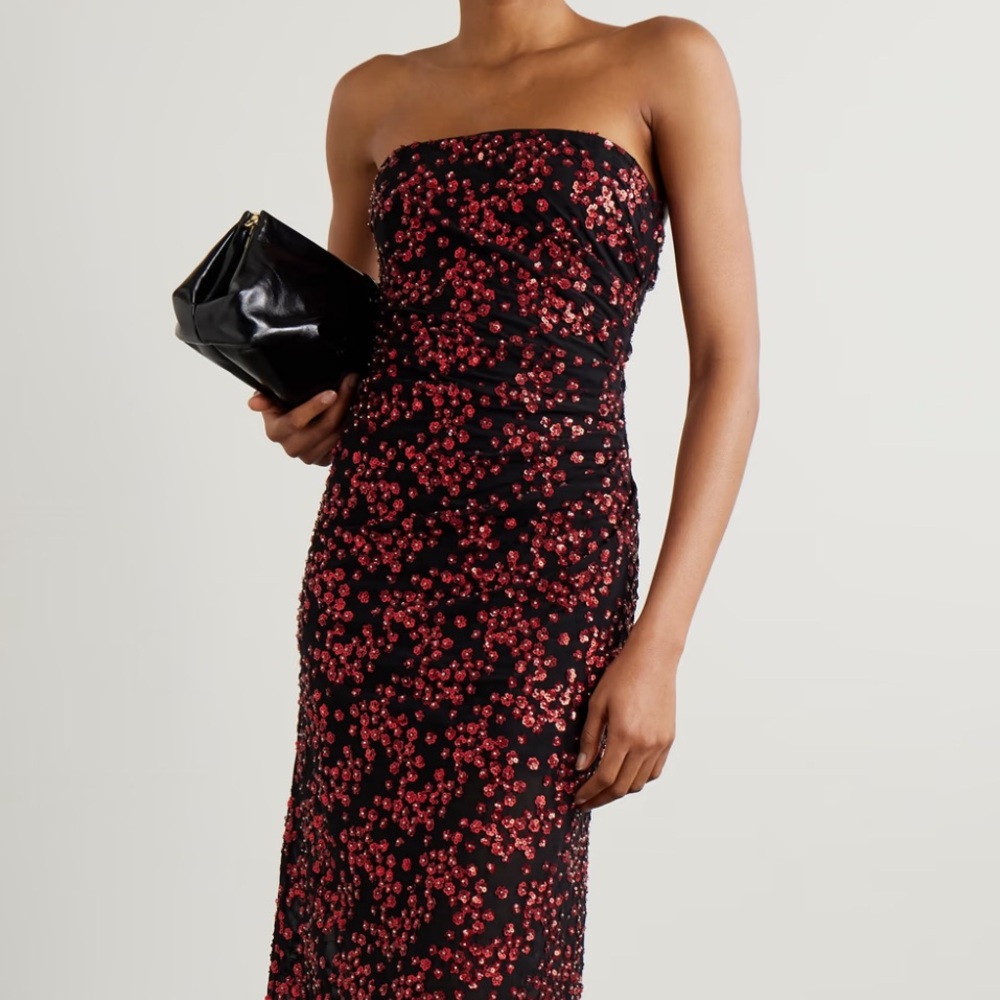 Staud Florentina embellished ruched tulle midi dress